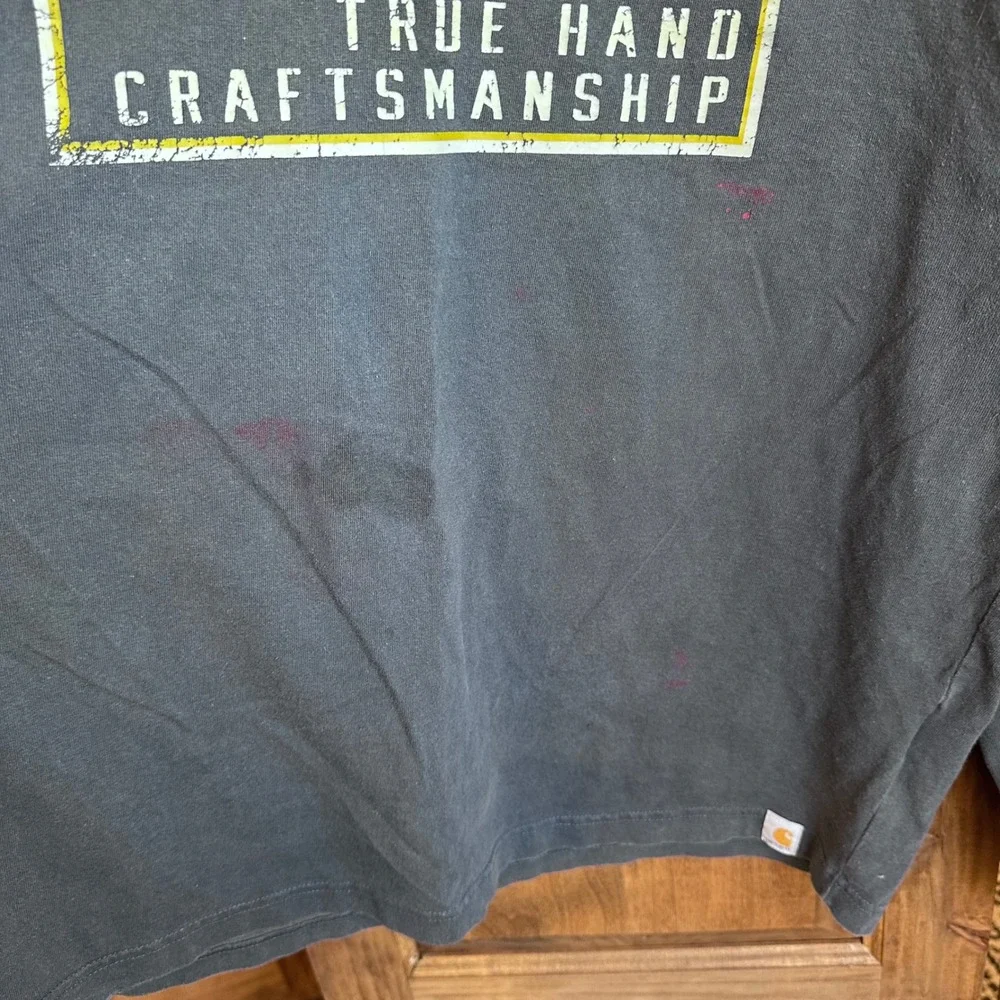 Carhartt Graphic Long Sleeve Shirt‎ Mens XL Gray Relaxed Fit STAINS